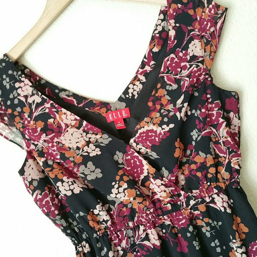 Elle Floral Black Multi Color Dress